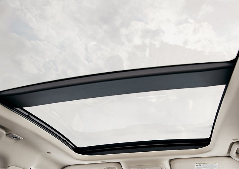 The available panoramic Vista Roof® is shown from inside a 2024 Lincoln Corsair® SUV. | Holmes Tuttle Lincoln in Tucson AZ